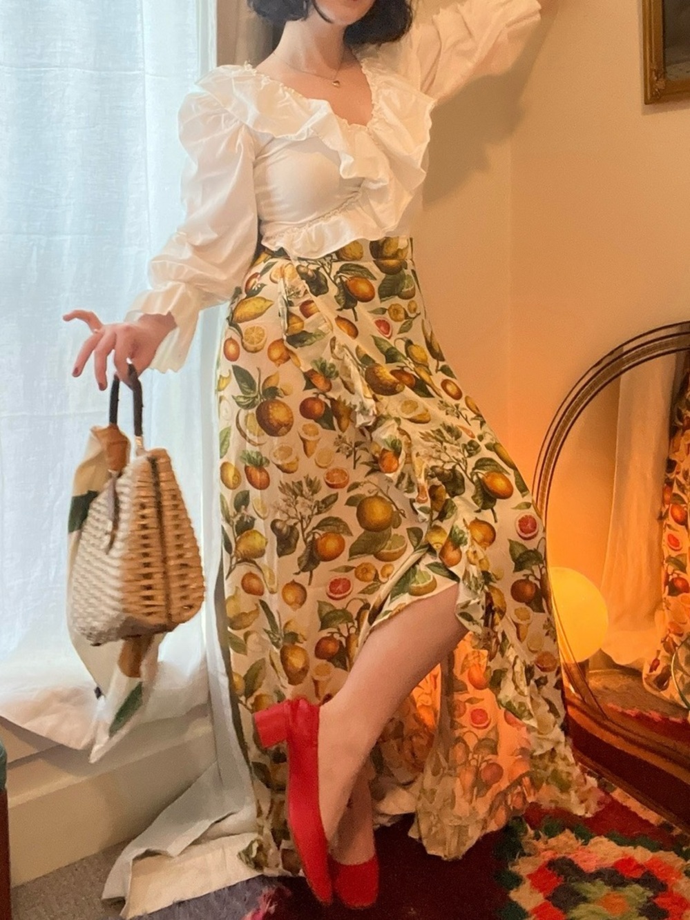 Rare Samantha Pleet wrap citrus skirt
